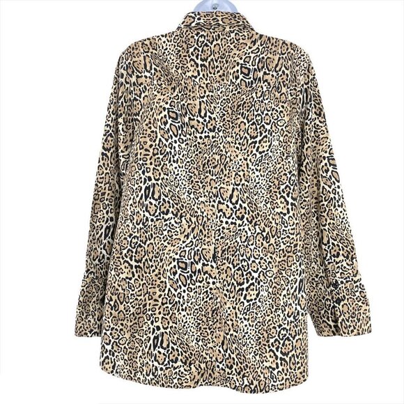 Chico's Shirt Top Button Down Leopard Cheetah Anim - Picture 4 of 6